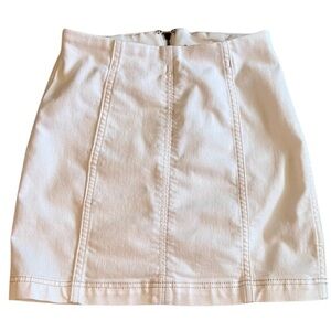 Free People White Denim Zip-Back Mini Skirt - Size 0